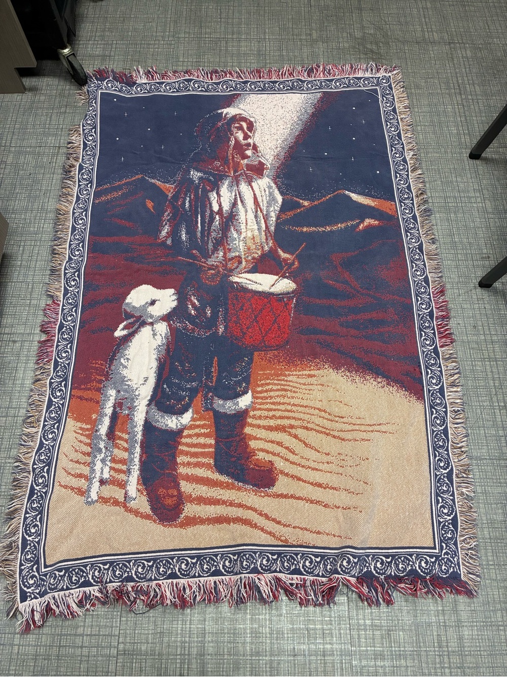 Holiday drummer boy vintage Woven Throw Blanket